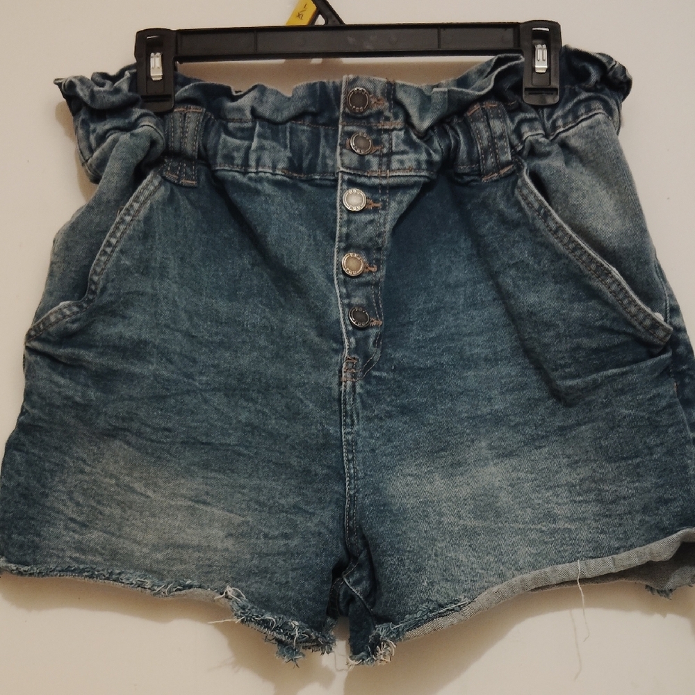 Original Use Blue Jean Shorts with Paper Bag Waist